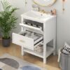 Bathroom Vanity With Top Sink, Modern Bathroom Storage Cabinet 2 Drawers, Single Sink Bathroom Vanity - White - Image 20