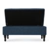 Hyatt - Suede Storage Ottoman With Tufted Top And Dark Wooden Legs - Navy Blue - Image 8
