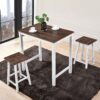 3 Pieces Counter Set Hanging Stool Easy To Clean For Small Space - Antique Dark Oak / Antique White - Image 4