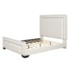 Queen Size Upholstered Bed With Slats Support, No Box Spring Needed - Beige - Image 2