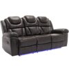 3 Pieces Recliner Sofa Sets Home Theater Seating Manual Recliner Chair With Center Console And Led Light Strip For Living Room - Brown - Image 13