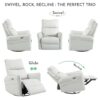 29.92" 270 Power Swivel Rocker Recliner Chair, Electric Glider Reclining Sofa With USB Ports, Power Swivel Glider, Rocking Chair Nursery Recliners For Living Room Bedroom - Light Gray - Image 4