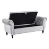 Velvet Multifunctional Storage Rectangular Ottoman Bench With Pillow - Gray - Image 5