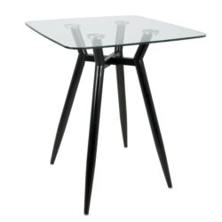 Clara - Mid-Century Modern Square Counter Table - Black / Clear