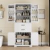 Elegant Multi Functional Storage Cabinet With Slide Rail Drawers, Adjustable Shelves - White - Image 4