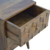 Cube Carved Bedside Table Nightstand - Chestnut - Image 7