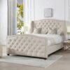 Marcella - Queen Upholstered Shelter Headboard Bed Set - Sky Neutral Beige - Image 8