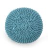 Moro - Contemporary Pouf With Knit Weave Design - Aqua - Image 8