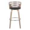 Cosini - Mid-Century Modern Fixed Height Barstool With Swivel With Round Footrest (Set of 2) - Light Gray / Black - Image 5