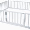 Full Size Metal House Bed With Fence And Door - White - Image 16