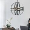 4 Light Galvanized Chandelier, Hanging Light Fixture With Adjustable Chain For Kitchen, Bulb Not Included - Gray - Image 5
