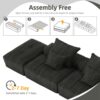 Modern Oversized Modular Sectional Sofa With 2 Ottoman And 2 Seat, Sparkling Chenille Fabric Soft Cushion Sofa With 4 Pillows, 4 Pieces Diy Combination Tufted Sofa, No Assembly Required - Black - Image 19