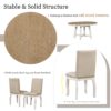 5 Piece Farmhouse Dining Table Set Wood Round Extendable Dining Table And 4 Upholstered Dining Chairs - Oak Natural / Antique White - Image 7