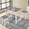 3 Pieces Counter Set Hanging Stool Easy To Clean For Small Space - Antique White / Sandstone - Image 4