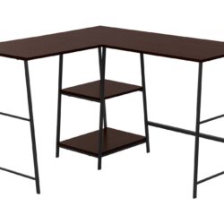 Computer Desk, Home Office, Corner, Storage Shelves, L-Shape, Work, Laptop, Contemporary, Modern - Espresso