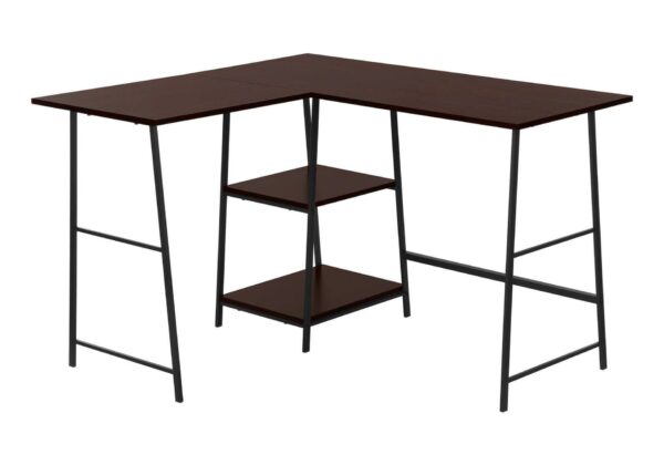 Computer Desk, Home Office, Corner, Storage Shelves, L-Shape, Work, Laptop, Contemporary, Modern - Espresso