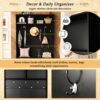 Entryway Bench With Coat Rack, 3 In 1 Design And Adjustable Shelves, Hall Tree With 7 Hooks For Entrance, Living Room - Black - Image 10