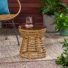 San Pedro - Boho Style Side Table With Tempered Glass Top - Light Brown Rattan - Image 5