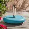 Stylish Round Wheelie - Umbrella Base With Stainless Steel Holder - Teal Concrete - Image 2