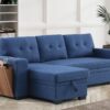3 Piece Upholstered Sleeper Sofa - Blue - Image 6