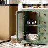 Bathroom Vanity With A Soft Close Glass Door, Adjustable Shelves, And Three Drawers - Green - Image 23