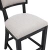 Counter Stools (Set of 2), Upholstered Counter Height Bar Stools With Comfy Back, Solid Rubber Wood Frame, Backrest, Footrest, Armless Barstools For Home Bar, Kitchen Counter - Beige / Black - Image 15