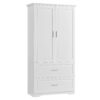 Tall Bathroom Storage Cabinet, With Two Doors And Drawers, Adjustable Shelf, MDF Board - White - Image 16