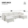 Chenille Modular Sectional Sofa, U Shaped Cloud Couch Set With Double Cushions, 6 Seat Sleeper Sofa Bed With Ottomans, Oversized Indoor Furniture - Cream - Image 17