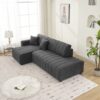 Jessica - Lamb Wool Left Facing Sectional Sofa With Chaise - Dark Gray - Image 12