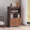 Farmhouse Style Monita Wine Cabinet With Storage Space - Walnut - Image 5