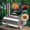 Silver Pizza Oven Outdoor 12" Semi-Automatic Rotatable Pizza Ovens Portable Stainless Steel Wood Fired Pizza Oven Pizza Maker With Built-In Thermometer Pizza Cutter Carry Bag - Silver - Image 15