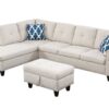 Alger - Wide Left Hand Facing Sofa & Chaise With Ottoman - Beige - Image 2