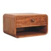 Curved Wall Mounted Bedside Table With Open Slot - Caramel - Image 7
