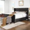 David - King Tufted Wingback Bed - Dark Charcoal Gray - Image 14