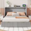 Full Size Murphy Bed With Drawer And A Set Of Sockets & USB Ports, Pulley Structure Design - Gray - Image 16