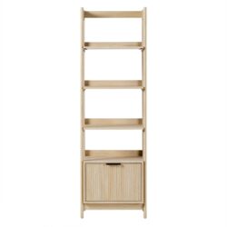 Transitional Narrow Bookshelf With Drawer On Bottom - Oak