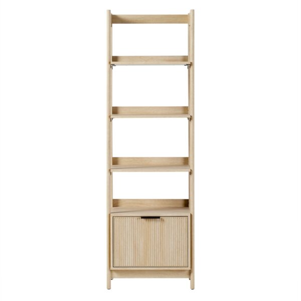 Transitional Narrow Bookshelf With Drawer On Bottom - Oak
