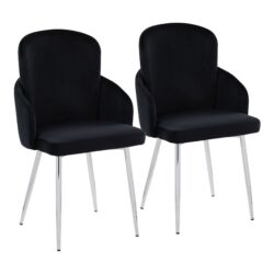 Dahlia - Contemporary Dining Chair (Set of 2) - Chrome / Black / Gold