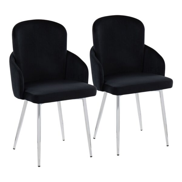 Dahlia - Contemporary Dining Chair (Set of 2) - Chrome / Black / Gold