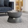 Sparling - Modern Iron Hourglass Coffee Table With Lipped Edge - Antique Silver - Image 2
