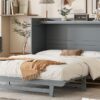 Queen Size Murphy Bed With Iron Legs, Modern Design - Gray - Image 24