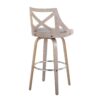 Charlotte - Farmhouse Fixed Height Barstool With Swivel With Round Footrest (Set of 2) - Light Gray - Image 4