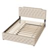 Queen Size Upholstered Platform Bed With Twin Size Trundle And 2 Sets Of USB Ports On Each Side - Beige - Image 5