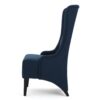 Contemporary Dining Chair With High Back And Birch Wood Legs - Navy Blue - Image 5