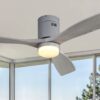 Wooden Ceiling Fan With 18W Led Light 3 Solid Wood Blades Remote Control Reversible Dc Motor For Home - Silver - Image 4