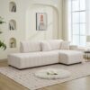 Jessica - Lamb Wool Right Facing Sectional Sofa With Chaise - Beige - Image 11