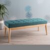 Vibratory - Button Tufted Upholstered Ottoman With Splayed Wooden Legs - Teal / Natural - Image 10