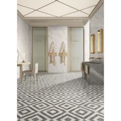 Polished Waterjet Marble Tile For Floor And Wall Stone - White / Gray