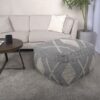 Diamond - Handcrafted Faux Yarn Pouf - Ivory / Gray - Image 2