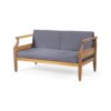 Aston - 2 Piece Wood Outdoor Patio Conversation Seating Set With Gray Cushions - Teak Brown - Image 11